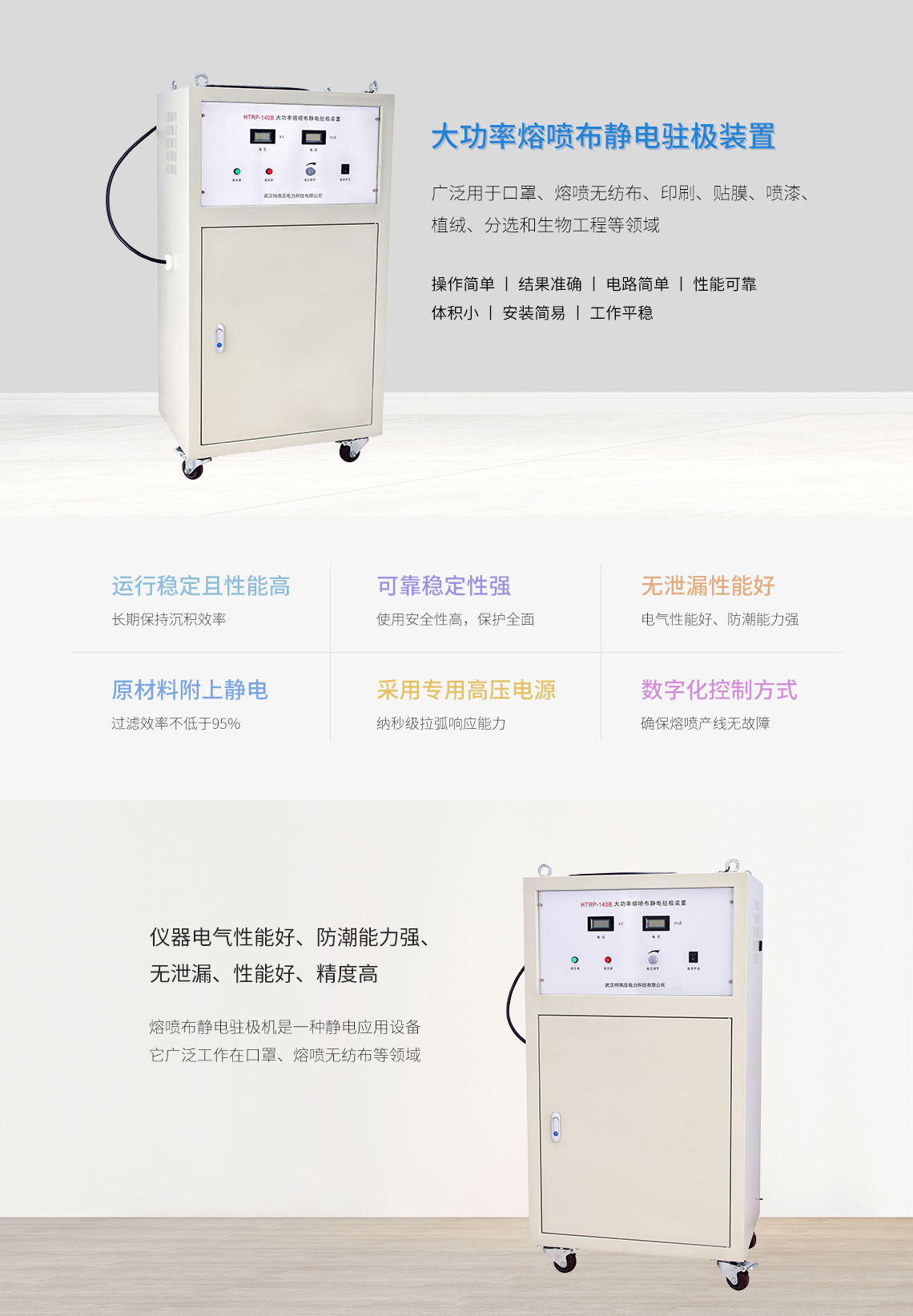HTRP-140B 大功率熔喷布静电驻极装置(图1) 熔喷布静电驻极装置